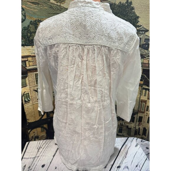 The Webster Miami Women's White Lace Detail Cotton Tunic Top - Picture 4 of 16